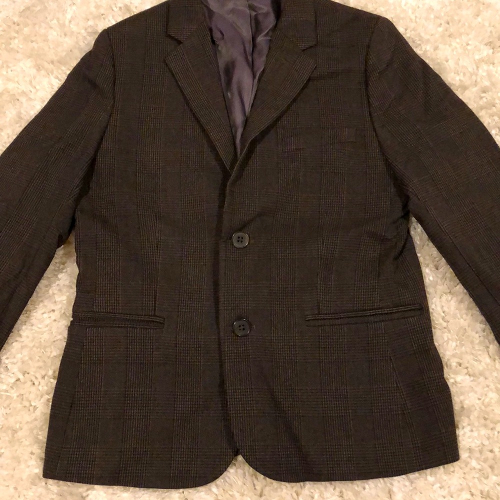 Nordstrom Boys Dark Brown Plaid Blazer